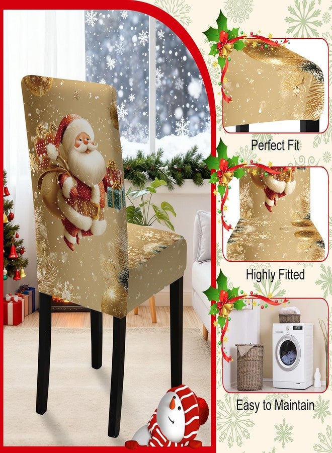 ANNA QUEEN Christmas Chair Covers Set of 4 Christmas Dining Protector Stretch Slipcovers Removable Washable for Dining Farmhouse Hotel Party Wedding (Style17) - Image 4